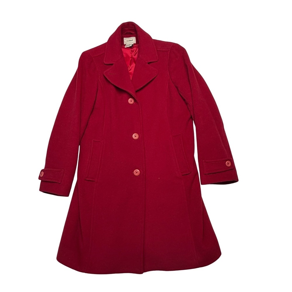 Red LL Bean Lambswool Thinsulate Coat 12P Petite Winter‎ Quiet Luxury Vintage - Picture 11 of 12